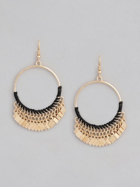 

justpeachy Gold-Toned & Black Gold Plated Circular Hoop Earrings