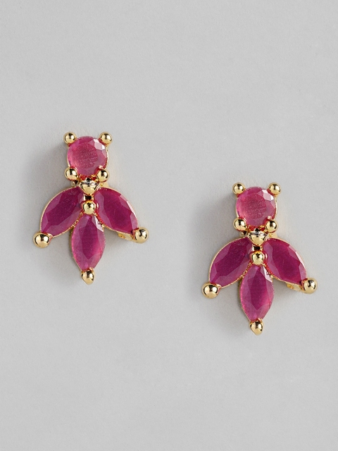 

justpeachy Pink & Gold-Plated Floral Studs
