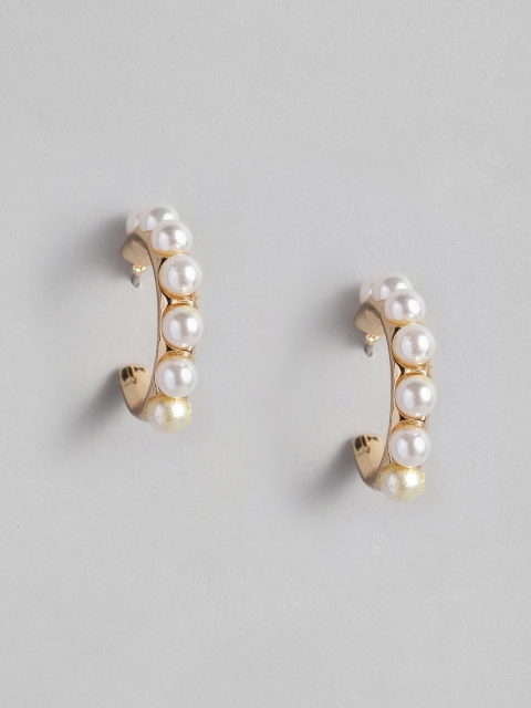 

justpeachy Gold-Plated Circular Pearl Half Hoop Earrings