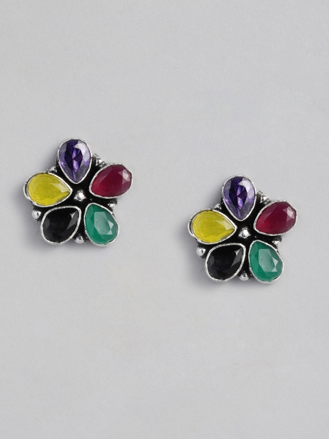 

justpeachy Multicoloured Oxidised Star Shaped Studs, Multi