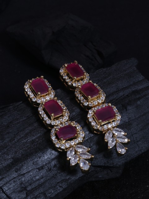 

justpeachy Red Gold Plated Contemporary Drop Earrings