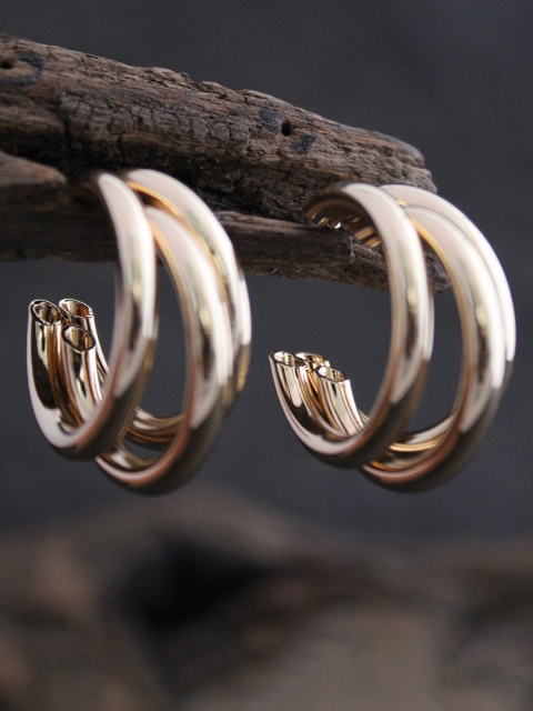

justpeachy Gold-Toned Circular Half Hoop Earrings