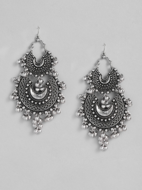 

justpeachy Silver-Plated Contemporary Drop Earrings