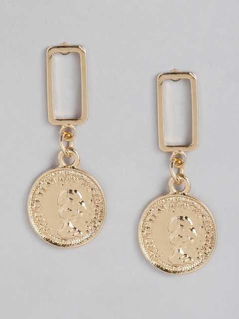 

justpeachy Gold-Toned Gold Plated Contemporary Drop Earrings