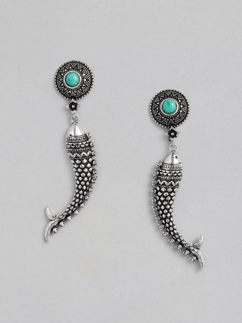 

justpeachy Silver-Plated Animal Shaped Oxidized Drop Earrings