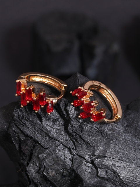 

justpeachy Red Gold Plated Contemporary Hoop Earrings