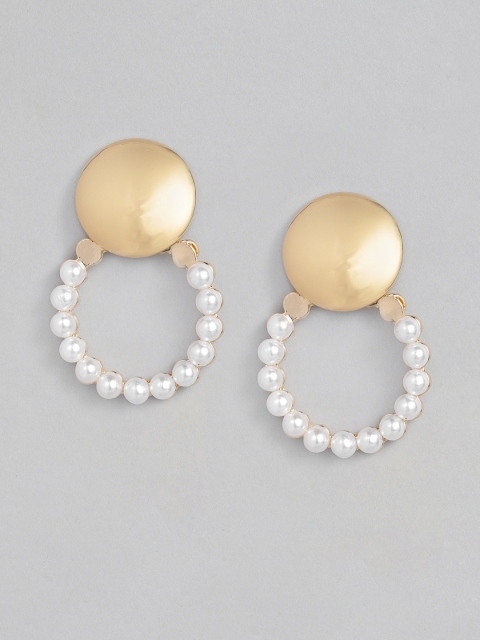 

justpeachy Gold-Toned & White Gold Plated Contemporary Drop Earrings