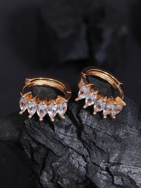 

justpeachy Gold-Plated CZ Studded Circular Hoop Earrings