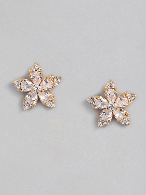 

justpeachy Gold-Toned & White Cubic Zirconia Star Shaped Studs