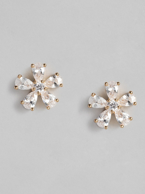

justpeachy Gold-Plated CZ Studded Floral Studs
