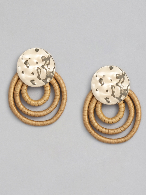 

justpeachy Gold-Toned Contemporary Drop Earrings