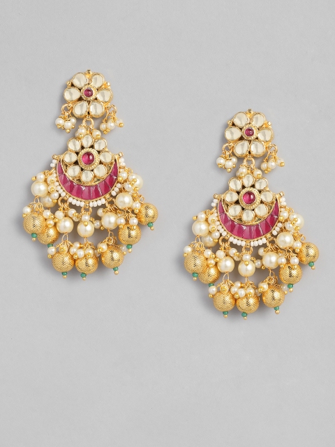 

justpeachy Red & Gold-Plated Crescent Shaped Chandbalis