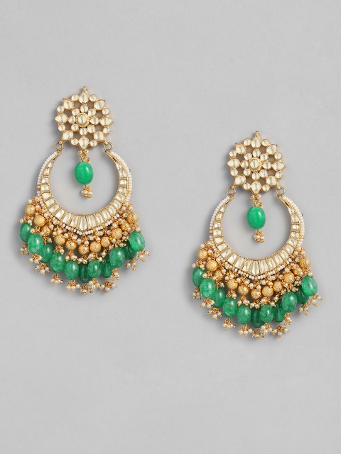 

justpeachy Green & Gold-Plated Crescent Shaped Chandbalis