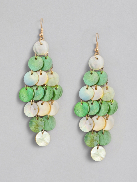 

justpeachy Gold-Toned & Green Gold Plated Contemporary Drop Earrings