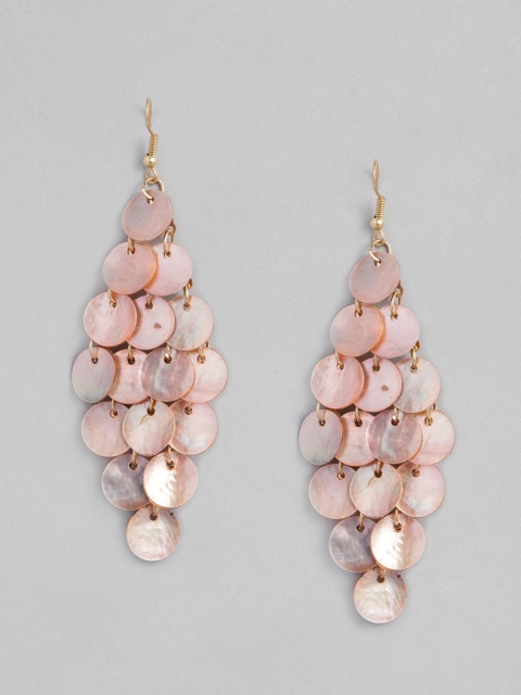 

justpeachy Pink & Gold-Toned Gold Plated Contemporary Drop Earrings