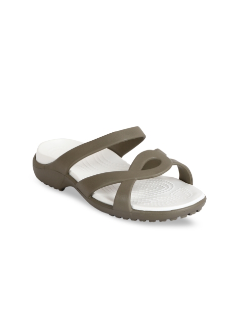 

Crocs Women Olive Green Solid Rubber Open Toe Flats