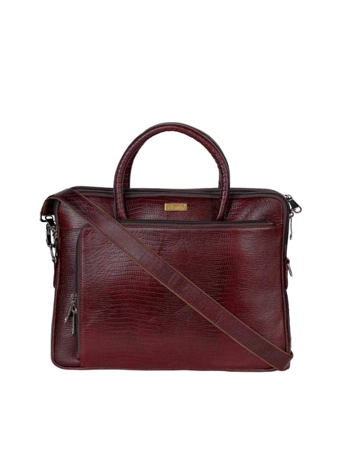 

SCHARF Unisex Burgundy 13.4 Inch Croc-Textured Leather Laptop Bag