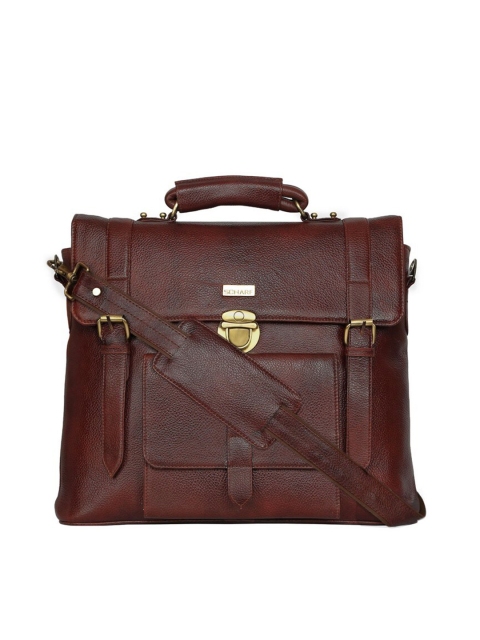 

SCHARF Unisex Coffee Brown Solid 15' Leather Laptop Bag