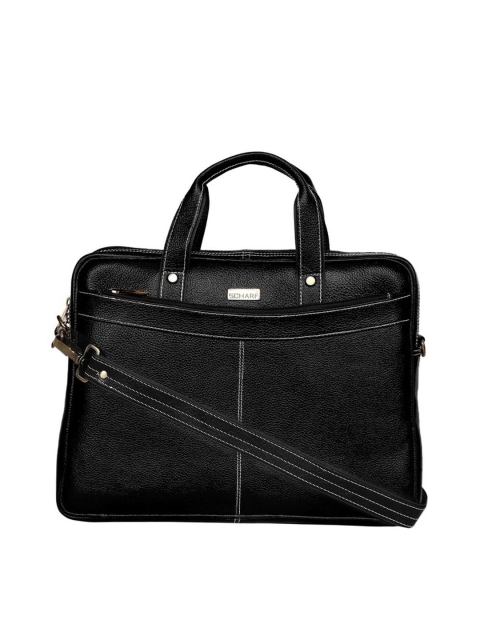 

SCHARF Unisex Black Solid 15' Leather Laptop Bag