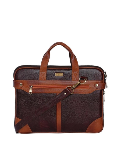 

SCHARF Unisex Coffee Brown Solid 15' Leather Laptop Bag