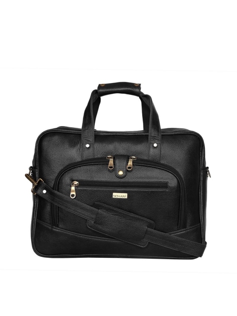 

SCHARF Unisex Black Solid 15' Leather Laptop Bag