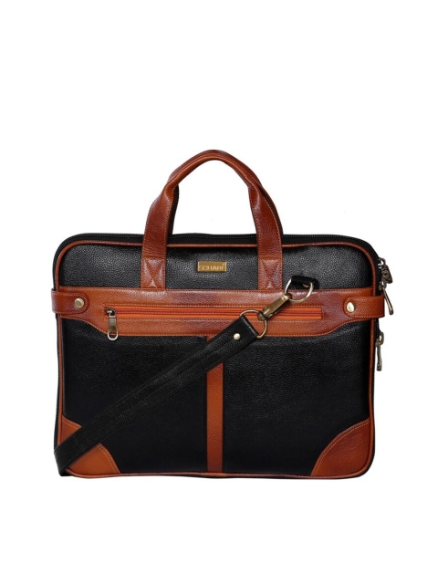 

SCHARF Unisex Black & Brown Colourblocked 15' Leather Laptop Bag