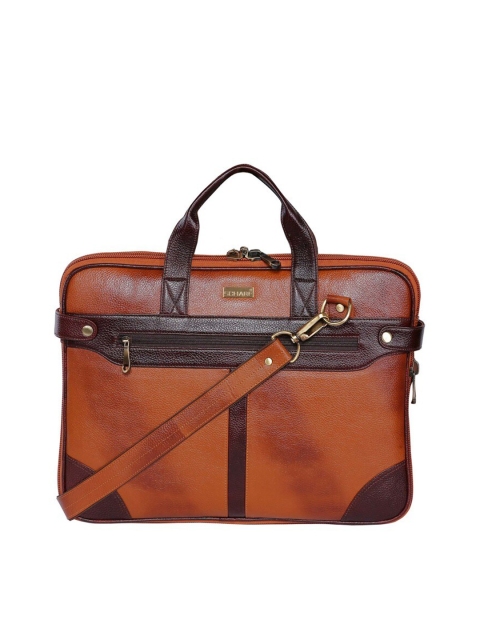 

SCHARF Unisex Brown & Black Colourblocked 15' Leather Laptop Bag