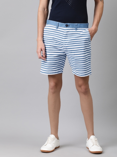 

Tommy Hilfiger Men Blue & White Striped Regular Fit Chino Shorts