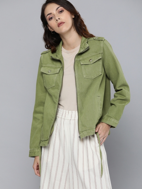 

Mast & Harbour Women Green Solid Tailored Jacket