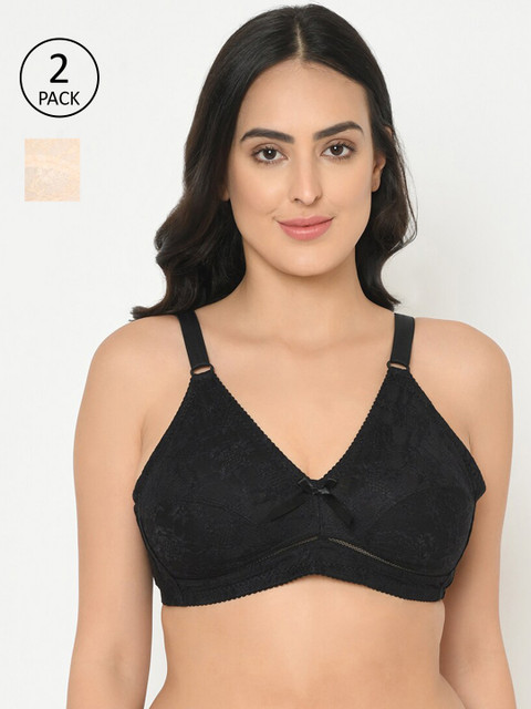 

Curvy Love Pack of 2 Self Design Plus Size Bras CL-1272, Beige