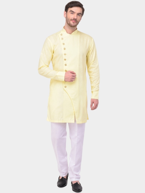 

SG LEMAN Men Yellow & White Solid Kurta with Trousers