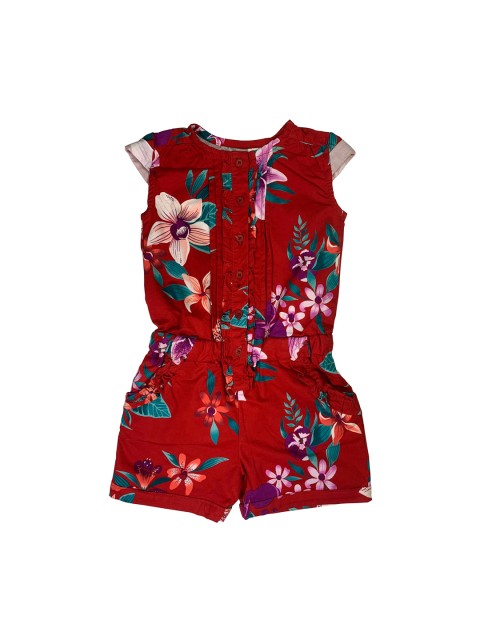 

KiddoPanti Girls Red Printed Playsuit
