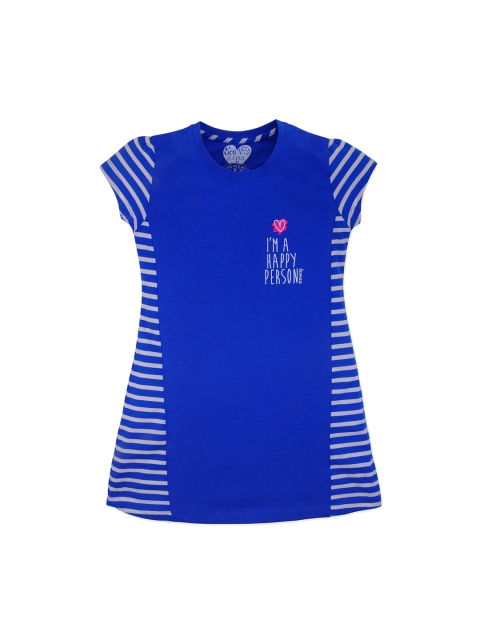 

FEMEA Girls Blue & White Printed Nightdress