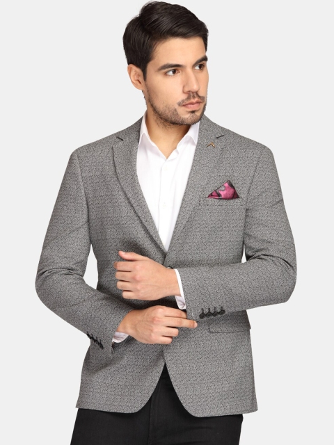 

Theme Men Black Self-Design Slim-Fit Single-Breasted Grindle Casual Blazer