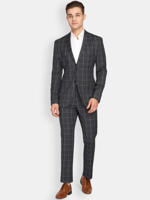 

Theme Men Charcoal Grey Checked Super Slim-Fit Single-Breasted Casual Suit