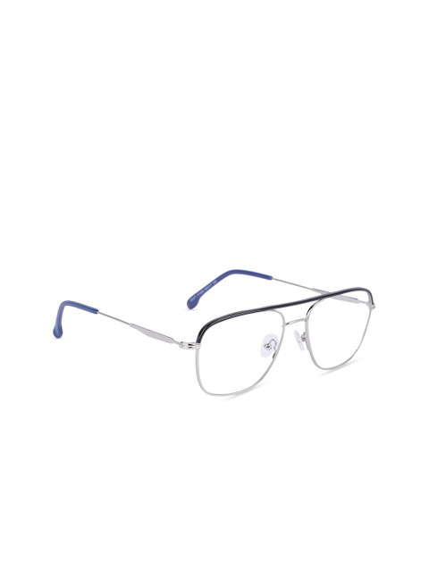 

MARC LOUIS Unisex Silver-Toned & Black Solid Full Rim Square Frames CA211 010EZ 55 FR