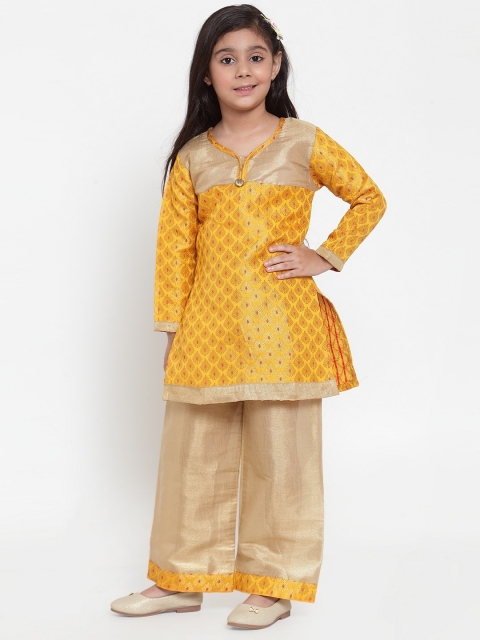 

Baani Creations Girls Yellow & Gold-Toned Printed Kurta with Palazzos