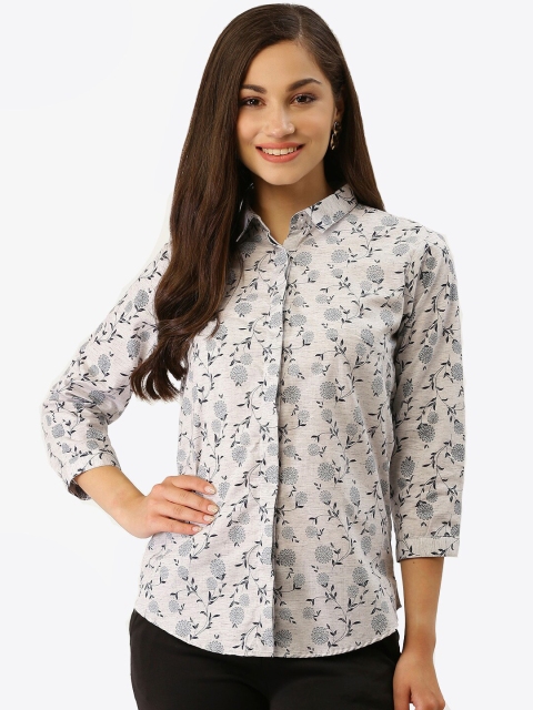 

Hancock Women Grey & Black Slim Fit Floral Print Formal Shirt
