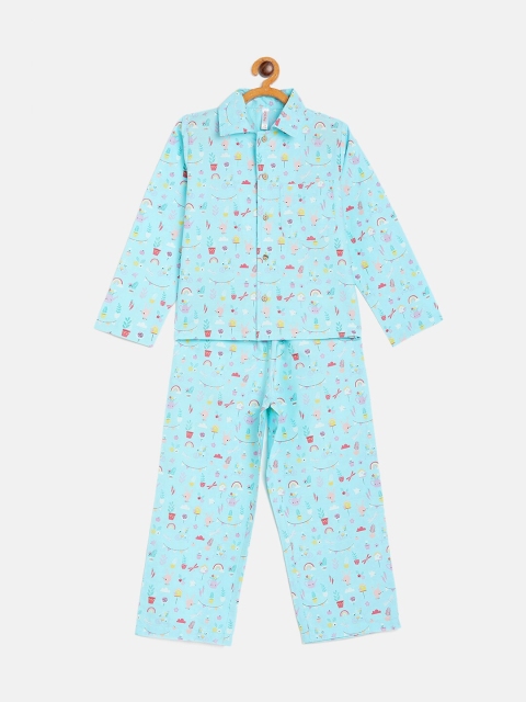 

Stylo Bug Unisex Kids Blue & Red Printed Night Suit