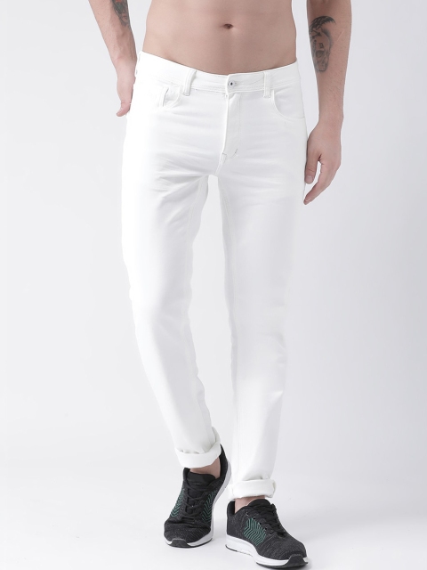 

Rex Straut Jeans Men White Tapered Fit Mid-Rise Clean Look Stretchable Jeans