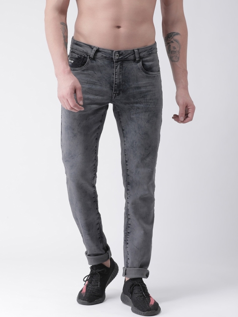 

Rex Straut Jeans Men Charcoal Grey Tapered Fit Mid-Rise Clean Look Stretchable Jeans