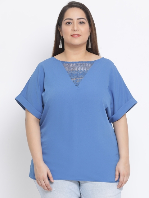 

Oxolloxo Women Blue Solid Plus Size Top