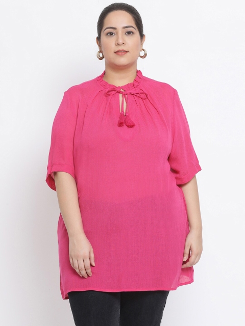 

Oxolloxo Women Pink Solid Plus Size Tunic