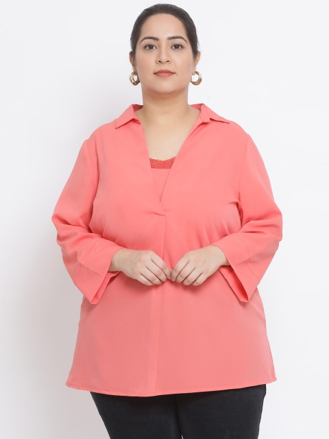 

Oxolloxo Women Peach-Coloured Solid Plus Size Tunic