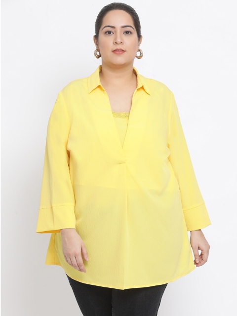 

Oxolloxo Women Yellow Solid Plus Size Tunic