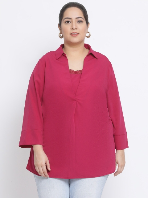 

Oxolloxo Women Pink Solid Plus Size Tunic