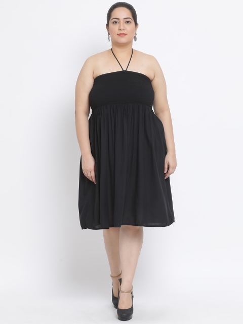 

Oxolloxo Women Black Solid Plus Size Empire Dress