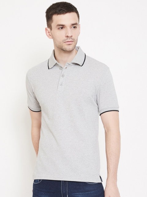 

GRITSTONES Men Grey Solid Polo Collar T-shirt