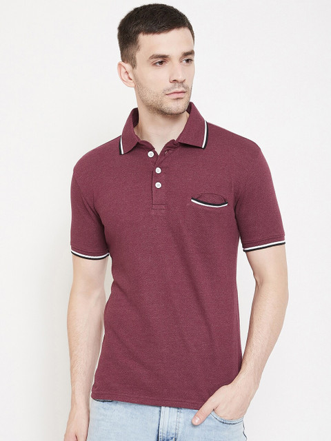 

GRITSTONES Men Maroon Solid Polo Collar T-shirt
