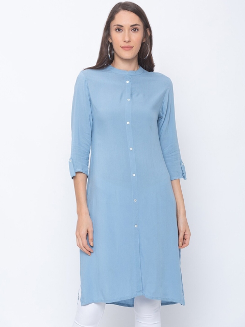 

Globus Women Blue Solid A-Line Kurta